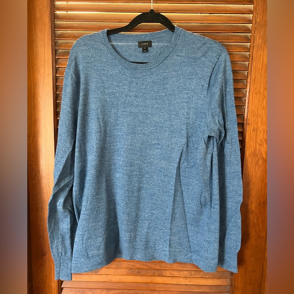 J. Crew Heathered Blue Long-Sleeve Crewneck Shirt